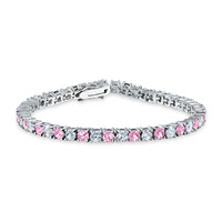 Bracelet de tennis Hip Hop en argent plaqué or blanc 3mm 4mm 5mm Citrine violet vert bleu rubis diamant Bracelet de tennis pour femme