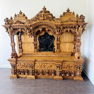 Templo de madera tallado a mano, hecho a medida, templo indio de madera maciza, mandir para el hogar, diseño clásico tradicional para sala de pooja, EE. UU. - Product Image 1