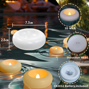 Bougies LED flottantes sans flamme à piles, effet vacillant, étanches, prêtes à être expédiées, pour <span class=keywords><strong>vases</strong></span> cylindriques, mariages et piscines - Product Image 2