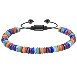 Men's <b>Beaded</b> Bracelet Multicolor <b>Stone</b> Geometric Design Gift Jewelry - Product Image 1
