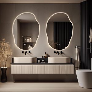 Specchio da <span class=keywords><strong>Bagno</strong></span> Irregolare Personalizzato con Retroilluminazione LED, Cornice in Alluminio, Specchio Intelligente per Bagni <span class=keywords><strong>Moderni</strong></span> RM-IR80 - Product Image 4