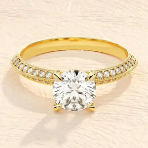 Elegante anillo de bodas de compromiso de eternidad de diamante de moissanita de Plata de Ley 925 de lujo para mujer accesorio chapado en oro - Product Image 1