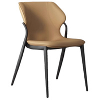Chaise de salle à manger en cuir minimaliste moderne avec dossier de luxe léger, confort durable pour usage domestique