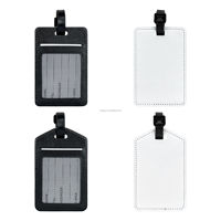 Étiquette de bagage personnalisée en cuir PU noir, logo imprimé sur mesure, étiquette rectangulaire par sublimation, alphabet tendance
