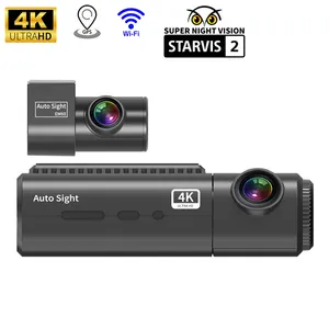 كاميرا مراقبة أتوماتيكية 4K مسجل فيديو لاسلكي كاميرا لوحة عدادات السيارة مزودة بخاصية البلوتوث كاميرا لوحة عدادات السيارة الأمامية والخلفية لتسجيل المركبات