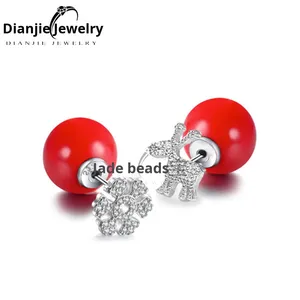 Boucles d'oreilles mignonnes en argent sterling 925 renne de Noël flocon de neige coquille de perle rouge cadeau du fabricant direct numérique - Product Image 5
