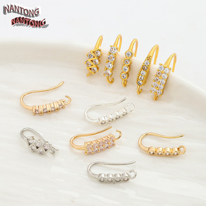 Nantong Brass <b>Earring</b> <b>Hooks</b> With Zirconium Diamonds Mixed Shapes For <b>Earring</b> Making Jewelry Findings Components - Product Image 2