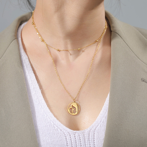 Collana in acciaio inossidabile placcato in oro per mamma <span class=keywords><strong>e</strong></span> bambino collana da donna a doppio strato per mamma regalo per la festa della mamma della famiglia - Product Image 3