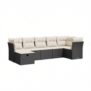 Black Pe <b>Rattan</b> Garden <b>Sofa</b> Set With Storage 6 Seater Outdoor Furniture - Product Image 1