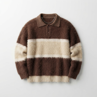 Herren Mohair Strickpullover ODM Atmungsaktiv Logo Gestreiftes Muster Maßgeschneidert Herbst Winter