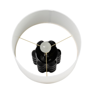 Lampada da tavolo in ceramica con base a bolle, finitura nera lucida, per l'arredamento di camera da letto e soggiorno - Product Image 5