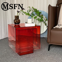 Table d'appoint cubique moderne et minimaliste en acrylique durable, transparente à couches dégradées, pour salon, vente directe usine