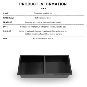 ช่องเก็บของในห้องอาบน้ำ <span class=keywords><strong>Neodrain</strong></span> ขนาด 30x12 นิ้ว ดีไซน์ทันสมัย ทนทาน ผลิตจากสแตนเลสสตีล สีดำด้าน 3 ชั้น ติดผนัง ไม่ต้องใช้กระเบื้อง แบบฝังในห้องน้ำ - Product Image 3