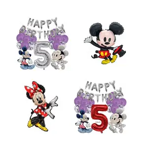 Chuột Mickey Thiết Kế Mới Bong Bóng Giấy Bạc Hình Mickey Chào Mừng Chào Mừng Chuột Mickey Hoạt Hình Phi Hành Gia Đi Bộ Đồ Trang Trí Tiệc Sinh Nhật Vui Vẻ