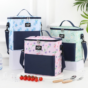 Sac à lunch isolé de grande capacité Nouveau style imprimé Sac de pique-nique frais Simple couleur unie pour le bureau en plein air - Product Image 6