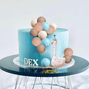 백조 케이크 장식 아기 생일 세트 블루 브라운 베이지 케이크 볼 아기 첫 돌, 두 돌, 세 돌 생일 파티 용품 케이크 장식 - Product Image 2