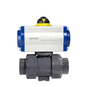 Válvula de Bola de Plástico UPVC de Doble Unión y Doble Acción, Accionada Neumáticamente, COVNA - Product Image 2