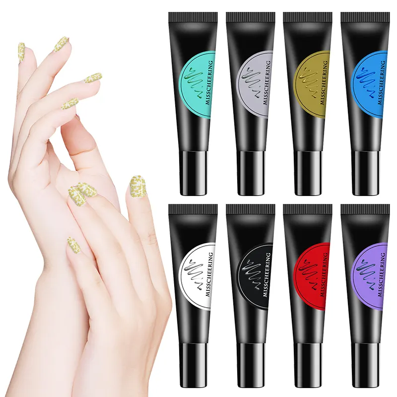 8mlL/Flasche 12 Farben Nagels tempel Gel Nagel druck kleber für Nail Art Design Zubehör Maniküre Werkzeuge Zubehör Großhandel