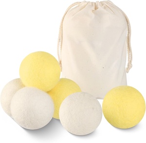Boules de laine pour le linge, naturelles, biologiques, 100% laine de Nouvelle-Zélande, 7 cm, boules de séchage pour le linge, lot de 6 - Product Image 1