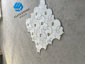 Mosaïque hexagonale mixte pour salle de bain, mosaïque de marbre <span class=keywords><strong>blanc</strong></span> bon marché pour intérieur <span class=keywords><strong>et</strong></span> <span class=keywords><strong>noir</strong></span> - Product Image 3