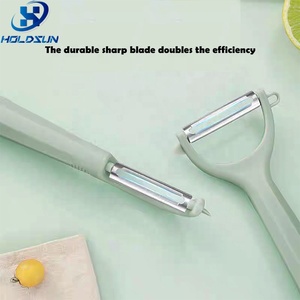 Tùy chỉnh màu sắc sắc nét lưỡi thép không gỉ Hướng dẫn sử dụng nhà bếp rau khoai tây <span class=keywords><strong>Peeler</strong></span> với nonslip Ergonomic xử lý cho cà rốt khoai tây - Product Image 3