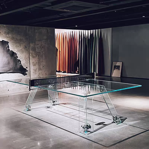 <span class=keywords><strong>Table</strong></span> <span class=keywords><strong>de</strong></span> tennis <span class=keywords><strong>de</strong></span> <span class=keywords><strong>table</strong></span> en verre trempé ultra-clair <span class=keywords><strong>de</strong></span> luxe avec cadre en acier inoxydable 304 pour usage domestique et commercial en intérieur - Product Image 1