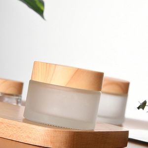 Pot cosmétique vide en verre dépoli avec capuchon en bambou, haute qualité, 5g-50g, pour crème visage, vente en gros 2023 - Product Image 5