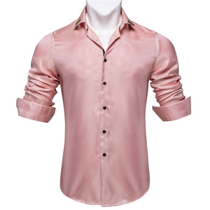 Chemises habillées manches longues <span class=keywords><strong>en</strong></span> <span class=keywords><strong>soie</strong></span> <span class=keywords><strong>rose</strong></span> Paisley pour hommes <span class=keywords><strong>Chemise</strong></span> sociale smoking décontractée Vêtements de créateur de luxe pour hommes - Product Image 3