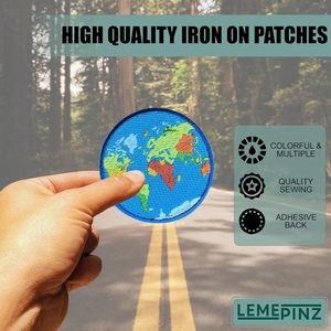 Custom Globe Embroidery Patch 3 Inches Iron On Sew On Travel <b>Applique</b> Fabric Nonwoven Felt Patch For Bags - Product Image 5