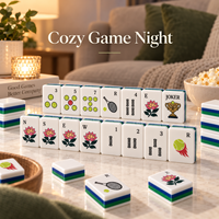 Ensemble de Mahjong Américain Thème Tennis Personnalisé en Gros, 154 Tuiles, 3 Couches, en Acrylique, avec Raquette, Balle et Joker, Cadeau Brunch