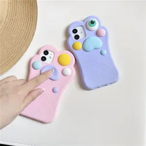 Vivid Cat Eyes Design 3d silicone phone case for iphone 13 pro max Cute Cartoon Cat Claw Phone Case 3d Soft Rubber Mobile Case