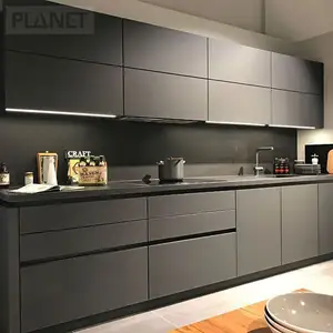 Low Quality Wood Kitchen Modern Cheap Hang Wall And Base Kitchen Cabinets And Fridge