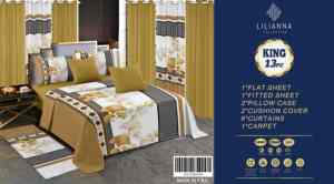 Ensemble de literie de luxe 13 pièces pour lit king-size, directement de l'usine, avec drap-housse, rideaux assortis et tapis - Product Image 2