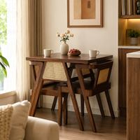 Nouvel ensemble de table à thé chinoise écologique et durable, table à thé compacte pour balcon en bois massif et chaises en rotin