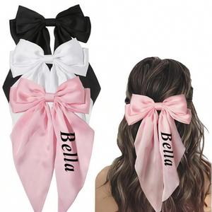 Pinza para el pelo con lazo de cinta personalizada, pinzas de lazo para novias, horquilla de cola larga, accesorios para el cabello de mujer, recuerdos de boda - Product Image 1