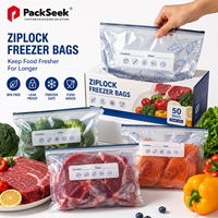 Sacs de congélation refermables en aluminium de grande capacité sur mesure, avec logo personnalisé, réutilisables pour le stockage des aliments