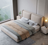 Lit en cuir moderne et minimaliste pour chambre principale, lit double de 1,8 mètre, lit simple de 1,5 mètre, lit en cuir souple avec sommier haut pour gîte