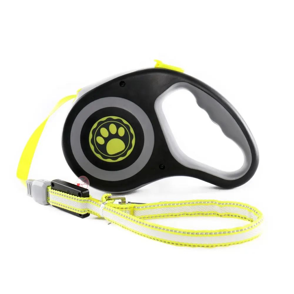 Factory Direct Wholesale Durable Retractable LED Light-up Dog Leash with Reflective silk woven