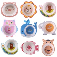 Ensemble de bols et d'ustensiles écologiques pour enfants, motif animaux mignons, pour l'alimentation des bébés, riz, soupe, aliments complémentaires