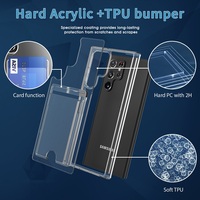 Funda de teléfono 2 en 1 con ranura para tarjeta de TPU, transparente, para Samsung S21, S22 Plus, Ultra Note 10 Plus, 20 Pro