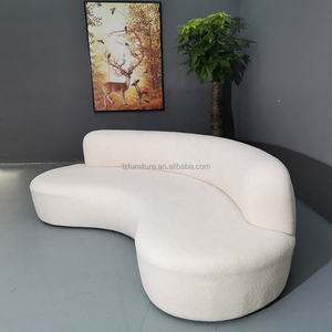 Ensemble Courbé en Tissu Bouclé Blanc Velours Style Européen Moderne, Mousse Haute Densité Écologique et Durable pour Usage Commercial Hôtelier - Product Image 1