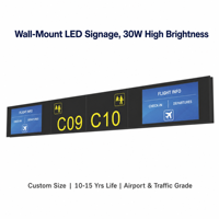 Panel de Señalización Digital LED de Montaje en Pared, Marco de Aluminio, Alto Brillo, Tamaño Personalizado para Pantalla de Información de Vuelos en Aeropuertos
