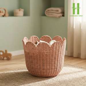 Cesta de almacenamiento de ratán tejida a mano de alta calidad para el hogar y el picnic, decoraciones de Pascua, caja de almacenamiento de organización de zapatos jiahao - Product Image 1