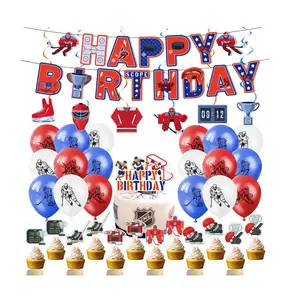 Hockey Sport Party Hot Koop Happy Birthday Banner Ice Skate Ballon Opknoping Wervelingen Cupcake Topper Set