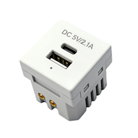 שקע קיר DC 5V 2.1A עם טעינה מהירה Type C QC לטלפון נייד, מחשב נייד ומחשב שולחני, שקע קיר USB C