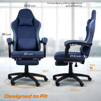 Chaise pivotante de jeu à dossier haut et de course avec soutien du dos et du cou Chaise d'ordinateur de bureau pivotante à 360 degrés
