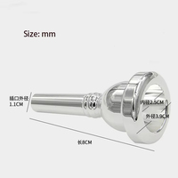 6 1/2 AL Pure Copper Silver-plated Wind Instrument Mouthpiece Euphonium Mouthpiece for Musical Instrument Accessories