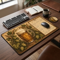 Tapis de souris de jeu rétro vintage XL avec dessous rond assorti, surface en tissu, base en caoutchouc