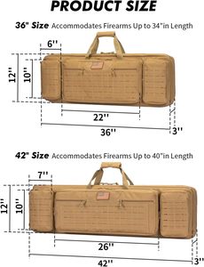 Bolsa Táctica Doble para Armas, Estuche para Rifle Molle, Cierre con Cremallera Bloqueable, Impermeable, para Caza y Tiro - Product Image 2