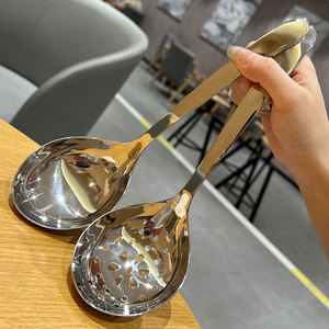 304 Stainless Steel Ladle Strainer Thickened <b>Serving</b> <b>Spoon</b> For Hotel Household Cooking Glossy Hot Pot Use - Product Image 1